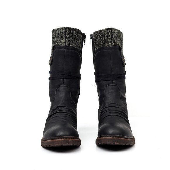 Rieker Women Dominika 73 Pale Black Vegan Leather Lace-up Zip Boots 8US EUR 38 - Picture 2 of 7